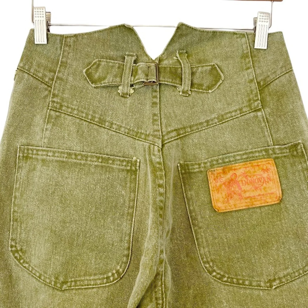 VINTAGE 80’s 90’s Donovan Light Green Ribcage High Waisted Baggy Carpenter Jeans - Picture 6 of 8
